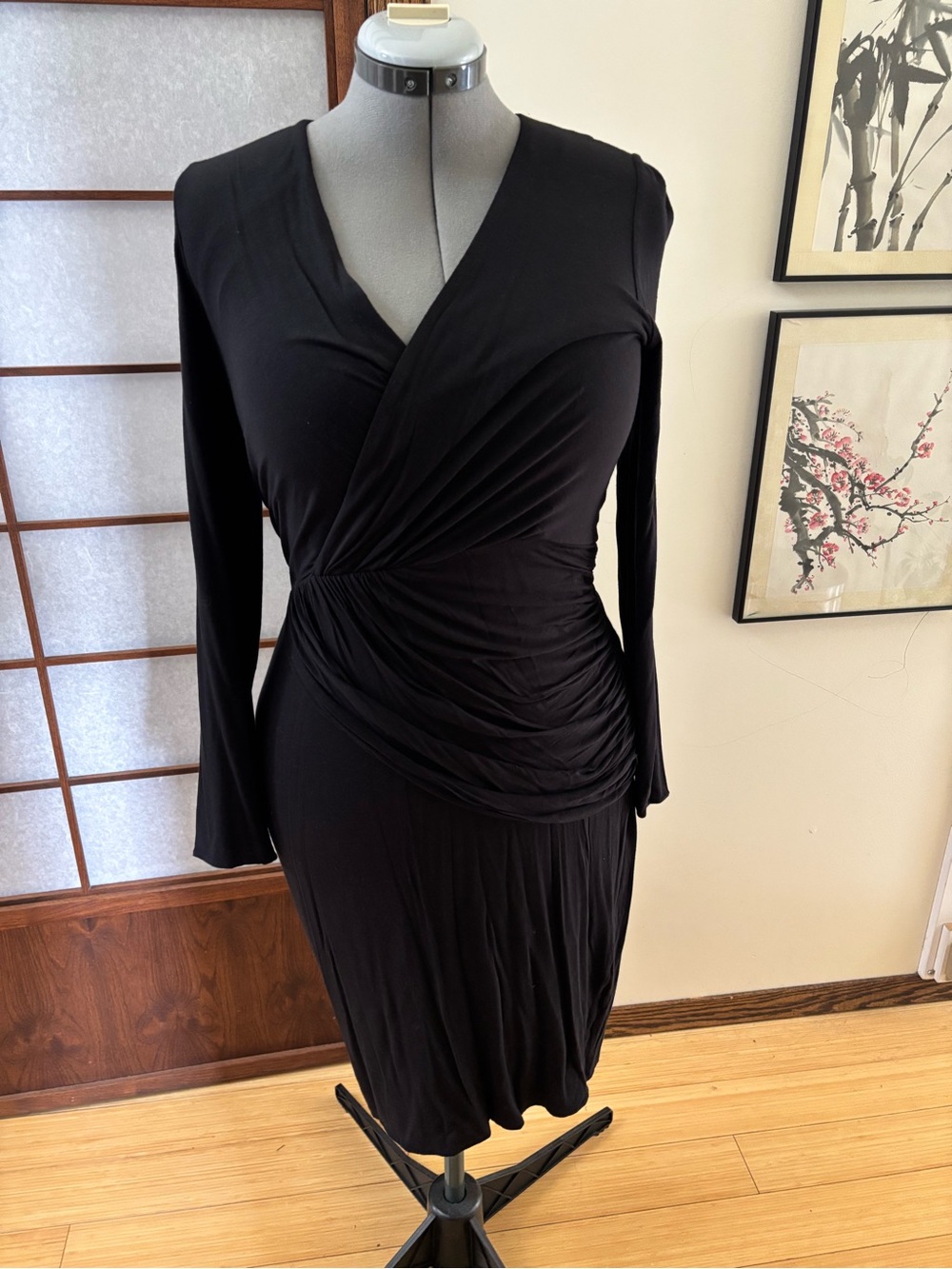 EUC New Bailey 44 Black Long-Sleeve Wrap Dress USL